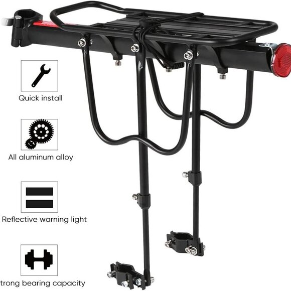 Bike Rear Rack with Rear Reflect , Adjustable, Quick Release - OPEN BOX - USA - Picture 4 of 8